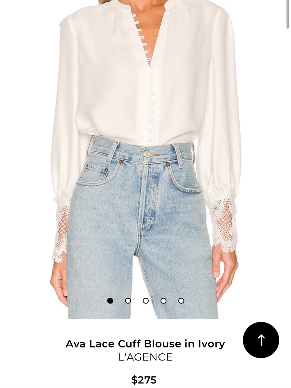 L'AGENCE Ivory Lace-Cuff Button Blouse